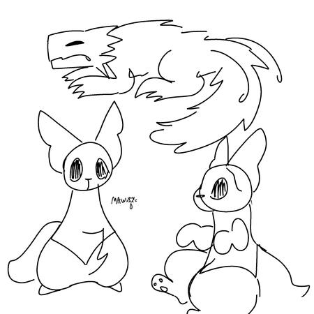 My artstyle for drawing rainworld lizards and slugcats